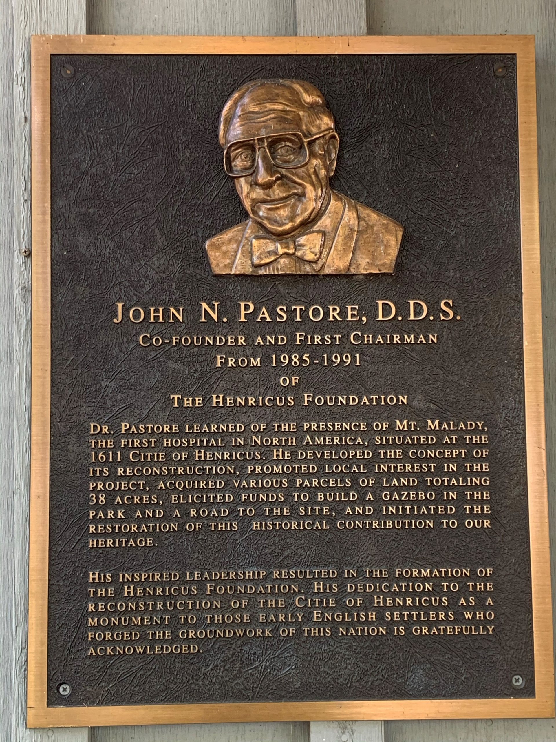 Plaque of Dr. Pastore