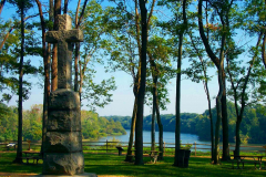 Bluff View of River and Cross Statue